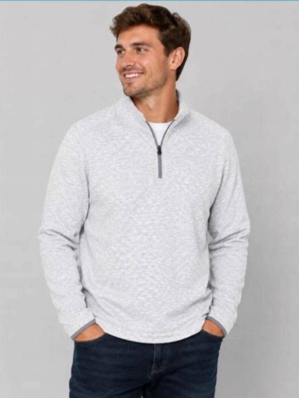 J.Crew Men’s Quilted Half-Zip Pullover Sweatshirt Grey Heather XL - NWT